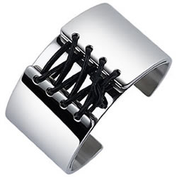 Zoppini Zo-Dark Corset Lacing Stainless Steel Cuff Bracelet