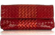 bottega veneta intrecciato red leather clutch