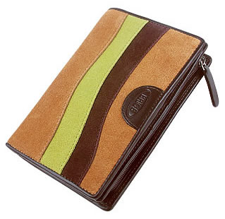 Bric\'s Margherita Cognac Patchwork Suede and Leather ID Wallet