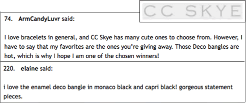 CC Skye Giveaway Winners