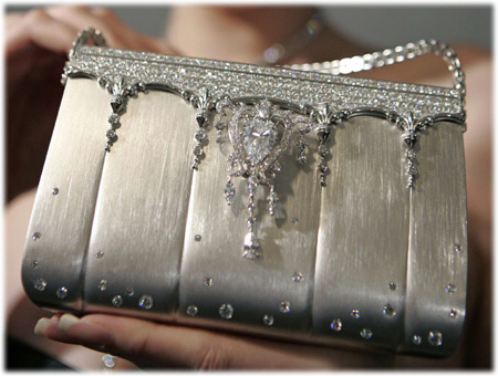 diamond studded platinum handbag