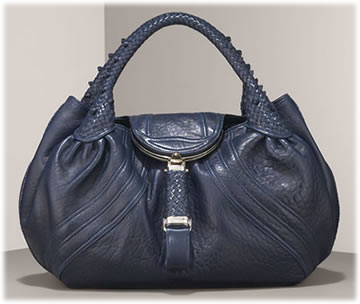 Fendi Blue Lambskin Spy Satchel