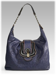 Fendi Pebbled Leather Hobo Handbag