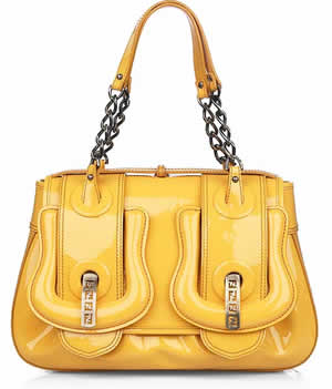 Fendi Yellow Patent Leather B Bag