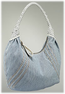 Fendi Striped Denim Spy Hobo