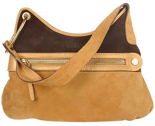 Hogan Camel and Brown Suede and Leather Hobo Bag