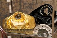 Jane August 57th Street Petite, Gold Metallic Leather ($1,980) - 57th Street, Black Shiny Leather ($1,055)