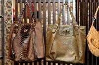 Jane August FDR Tote, brown python ($3,080) and green deco leather