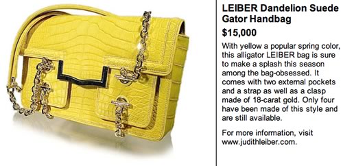 Leiber Dandelion Suede Gator Handbag