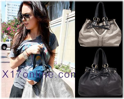 Lindsay Lohan Black Anthracite YSL Reversible Muse Tote