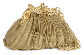 Maddalena Marconi Gold Pleated Organza Silk Evening Bag