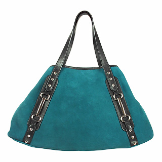 Maschera Petrol Green Suede & Black Leather Satchel