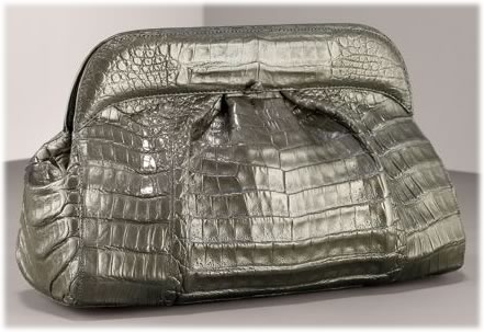 Nancy Gonzalez Large Ruched Crocodile Clutch