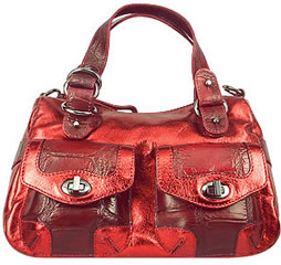 Nuovedive Metallic Wine Red Satchel Handbag