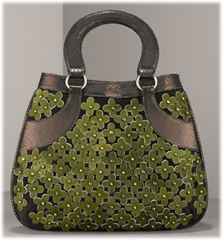 Oscar de la Renta Haircalf Flower Satchel