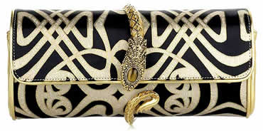 Roberto Cavalli Satin Print Roll Clutch