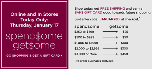 saks spend some get some