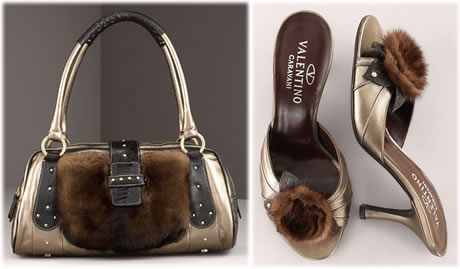 Valentino Mink Trim Shoes and Handbag