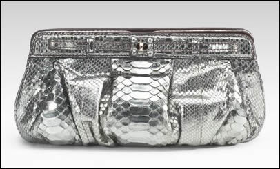 Zagliani Metallic Python Clutch