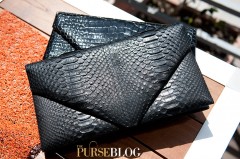 Hunting Season Black Matte Python Envelope $1,790, Black Shiny Alligator Envelope (back) $6250 Hunting Season Purple Rainbow Python $1,790