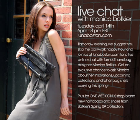 Live Chat with Monica Botkier at Luna Boston Live Chat with Monica Botkier at Luna Boston