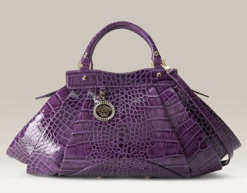Versace Croc Embossed Satchel