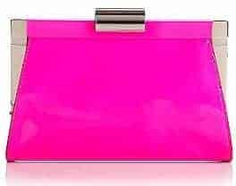 neon pink patent clutch bag