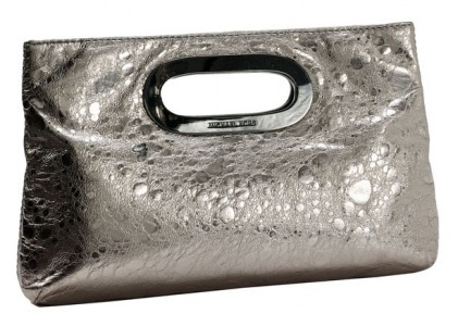 michael kors silver clutch purse