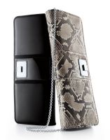 Tiffany Harlow Clutch: mixed leather in onyx | $995, natural snakeskin | $1,495