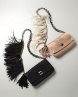 Black and Champagne Lanvin Feathered Ouloulette Bag
