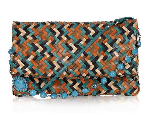 Miu Miu Woven Leather Shoulder Bag