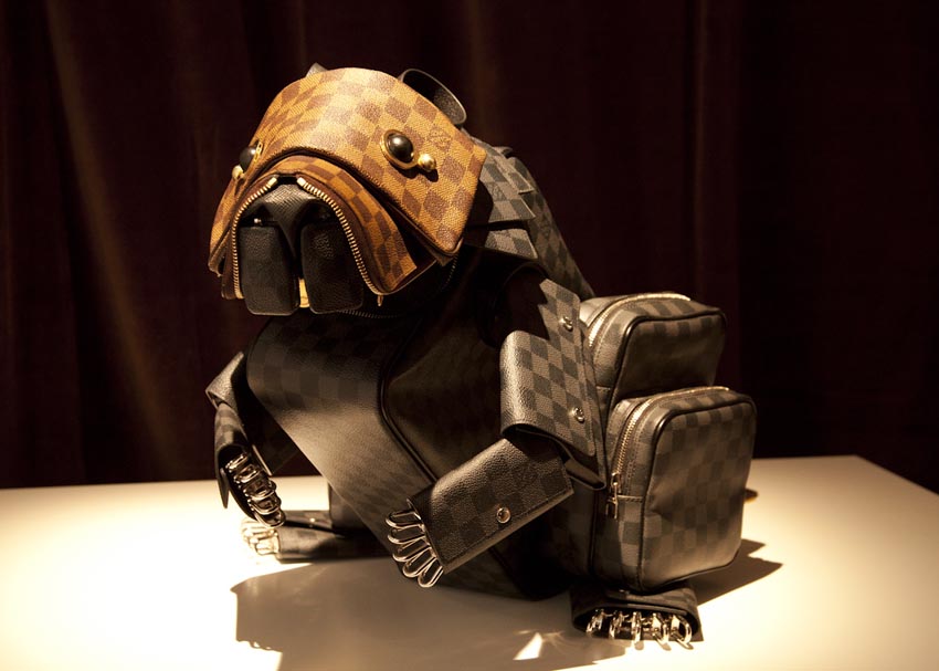 Animal sculptures made from Louis Vuitton bags