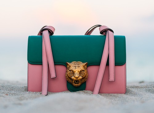 Gucci Animalier Shoulder Bag in Emerald Green/Pink
