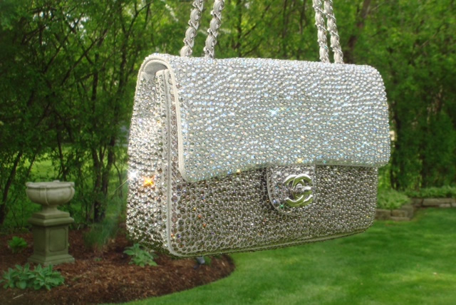 CHANEL *SWAROVSKI CRYSTAL* Strass GHW Classic Flap Bag w/Stones RARE  LIMITED WOW