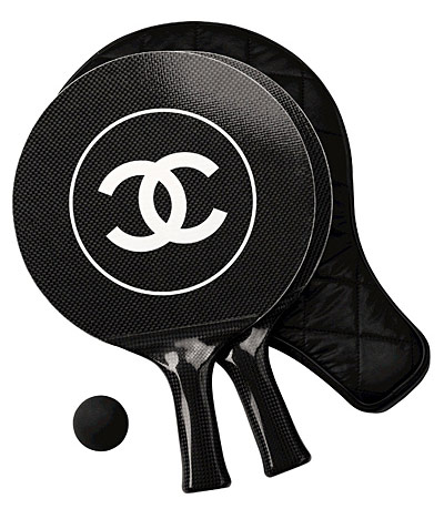 CHANEL CC Logo Tennis Racquet Sleeve Bag White Black