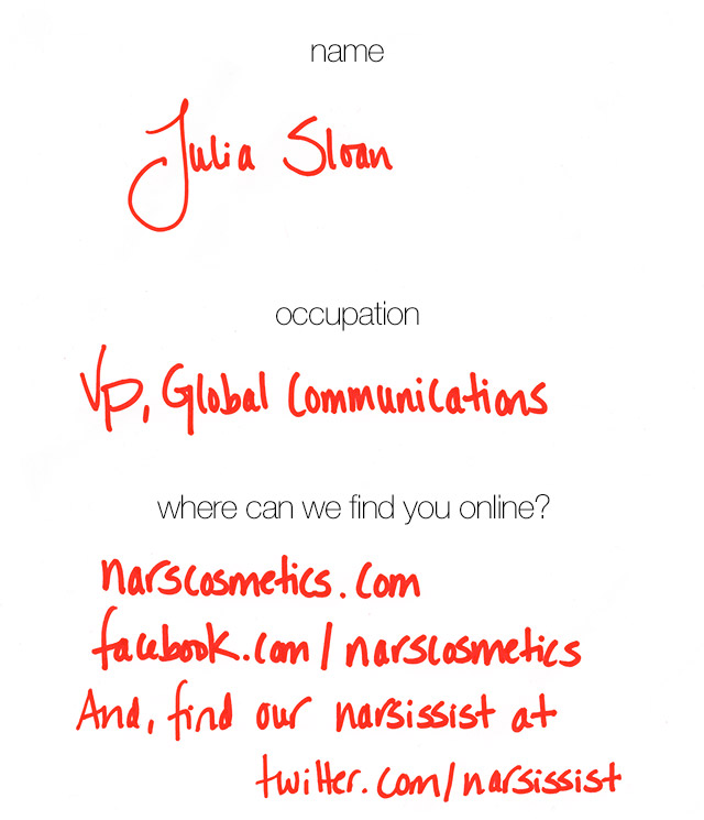 What's In Her Bag: Julia Sloan of NARS 57 NARS 01