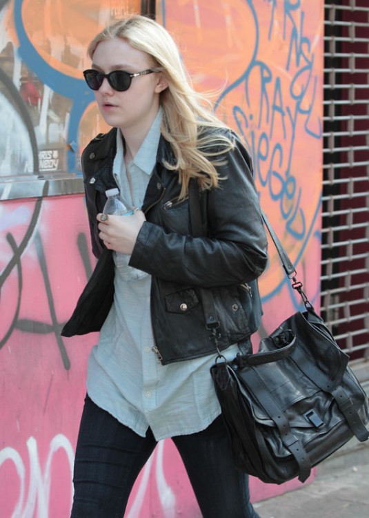 Dakota Fanning Carries Her Goyard Personalized Tote With Her