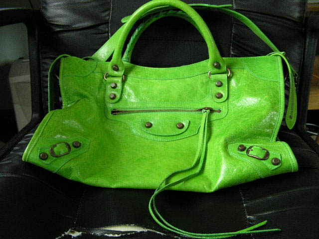 green balenciaga purse