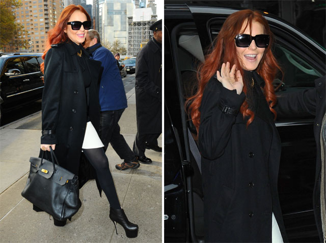 Lindsay Lohan's big black Hermes Birkin 