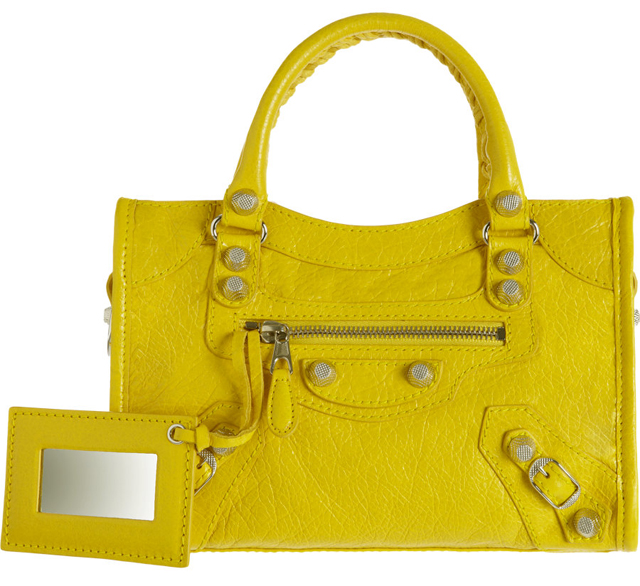 yellow balenciaga purse