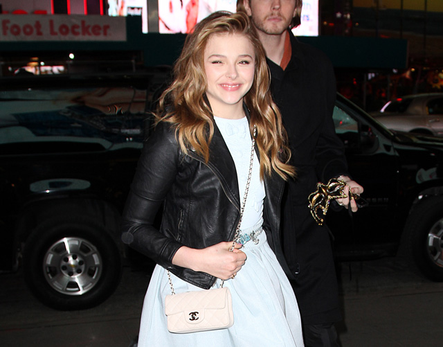 Chloe Moretz attends her Sweet 16 party with a Chanel Mini Classic