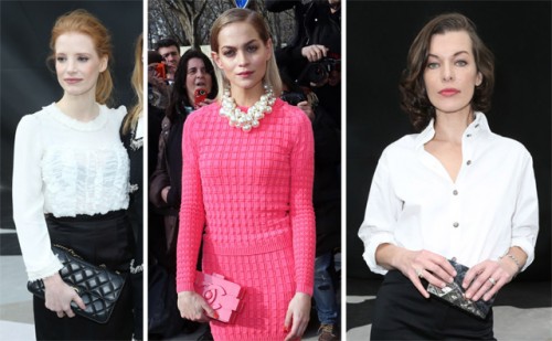 Celebrities carrying Chanel at the Chanel Fall 2013 show in Paris