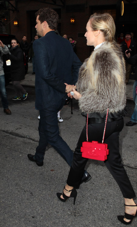 Diane Kruger Shows Off Her Red Chanel Lego Clutch in NYC