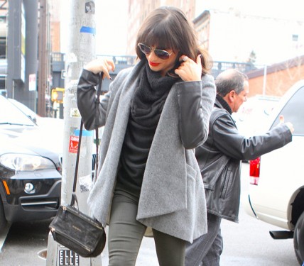 Lea Michelle carries a black Givenchy Mini Pandora Bag in NYC (5)
