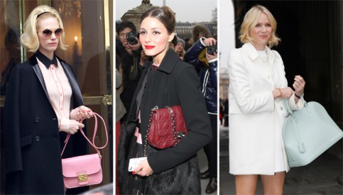 Celebrities carrying designer handbags at Paris Fashion Week