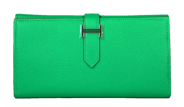Hermes Menthe Chèvre Trifold Bearn Wallet