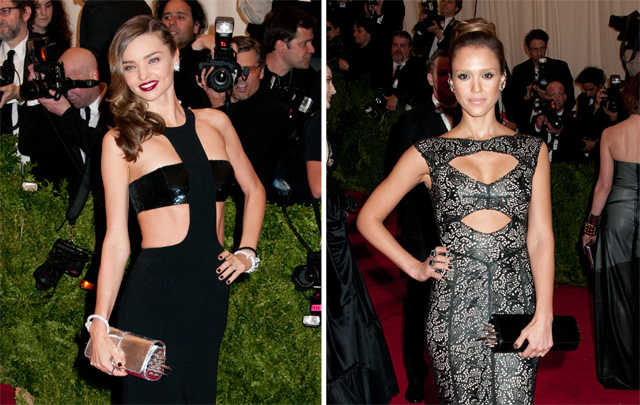 Who Carried It Better: Miranda Kerr vs. Jessica Alba with a Christian Louboutin Marquise Clutch at the Met Gala