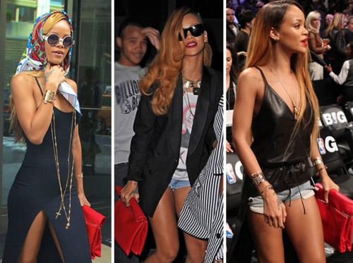 Rihanna and her Celine Roll Clutch Bag