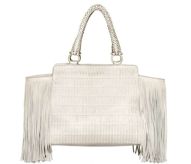 Salvatore Ferragamo Verve Fringe Woven Leather Bag