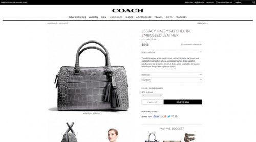 Coach.com New Design Product Page